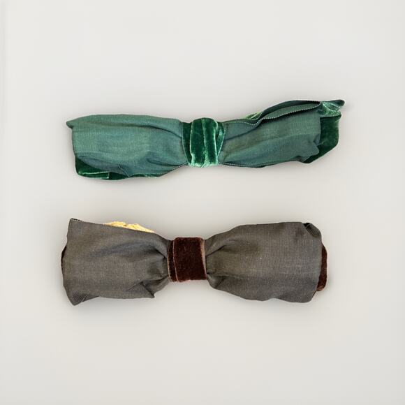 Vintage 1950s Bonwit Teller Therese Ahrens Velvet Hair Bow Comb Pair Retro 8.5”